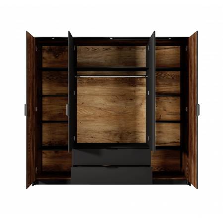 Szafa 220 cm w stylu LOFT 4-drzwiowa z lustrem  MONTI